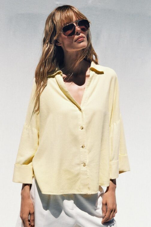 CHEMISE MANCHE LARGE AVEC LIN