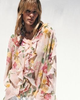 CHEMISE VOLANTS IMPRIMÉ FLEURI