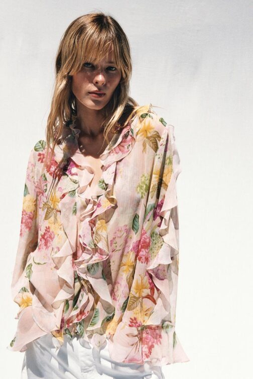 CHEMISE VOLANTS IMPRIMÉ FLEURI