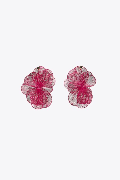 BOUCLES D'OREILLES FLEUR BORDURE CONTRASTÉE