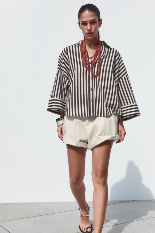 CHEMISE MANCHE LARGE AVEC LIN