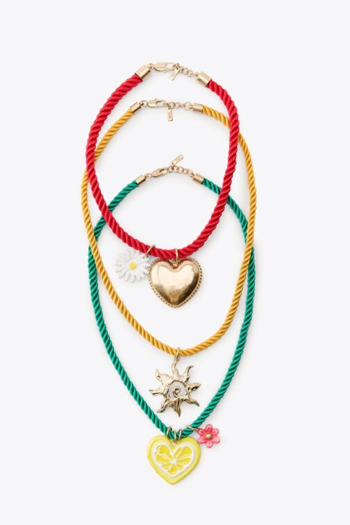 LOT DE 3 COLLIERS CORDE CHARMS