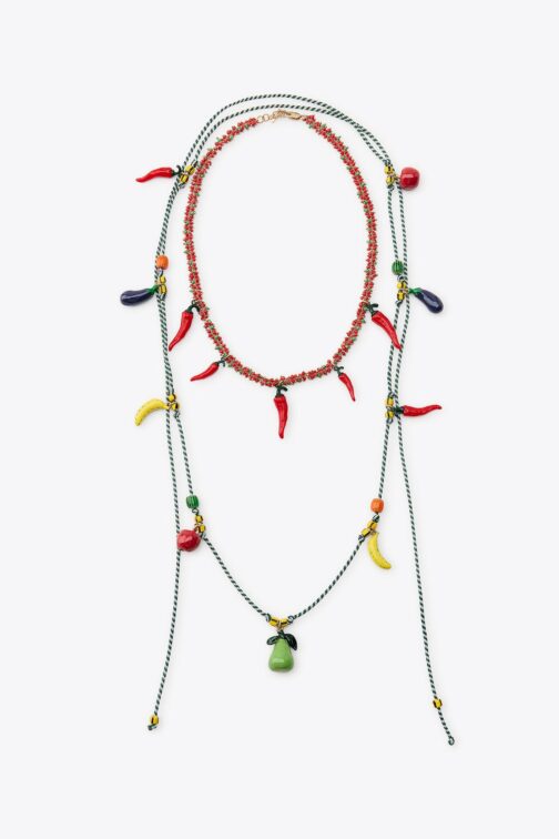 LOT DE 2 COLLIERS CORDE FRUITS