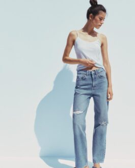 JEAN TRF MOM FIT DÉCHIRÉ TAILLE HAUTE
