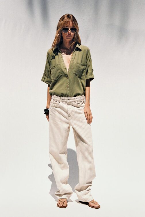 JEAN  STRAIGHT TAILLE HAUTE FULL LENGTH RAYURES