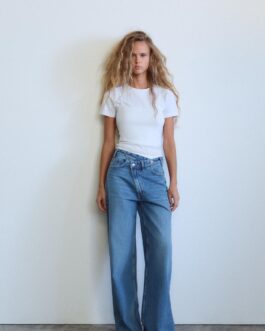 JEAN TRF À JAMBES LARGES TAILLE HAUTE CROISÉE