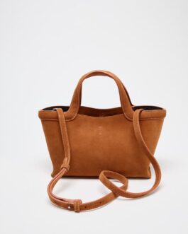 MINI SAC SHOPPER CROÛTE DE CUIR SURPIQUÉ